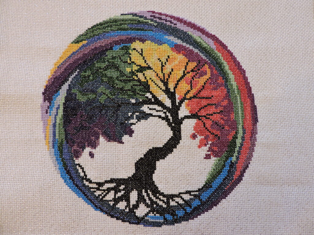 rainbow tree of life in circle